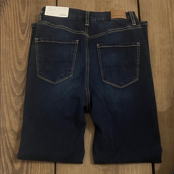 American Eagle Outfitters Woman’s Deep Indigo Curvy Highest Rise Jegging - Picture 3 of 4